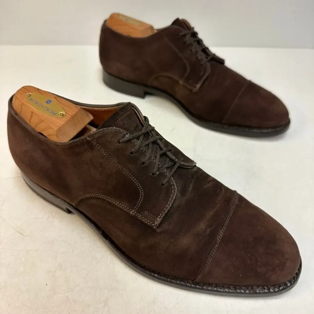FULLY RESOLED Alden x Brooks Brothers 2293 Brown Suede Cap Toe Derby USA 8.5 D